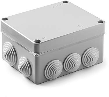 FAMATEL – Wasserdichte Abzweigdose IP55 | | 160 x 135 x 83 mm | Mit 8 Kegeln Ø32 und 2 Kegeln Ø40 | Verschraubter Deckel | 1/4 Drehung | Grau