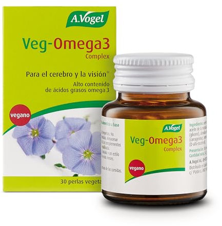 A.Vogel Veg Omega 3 Complex | Vegano para Cerebro y Visión | DHA y ALA Ácidos Grasos | 30 perlas