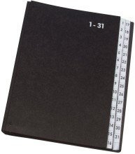 Q-Connect Pultordner Hartpappe - 1 - 31, 32 Fächer, Farbe schwarz