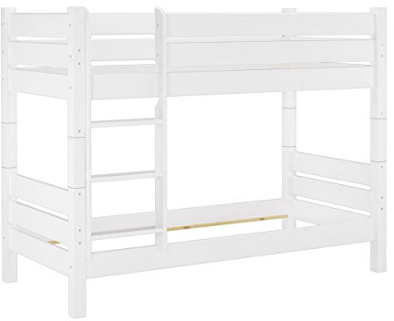 Erst-Holz®Kiefer-Stockbett massiv weiß 90x200 Etagenbett teilbar Hochbett ohne Rollrost 60.16-09WT80oR