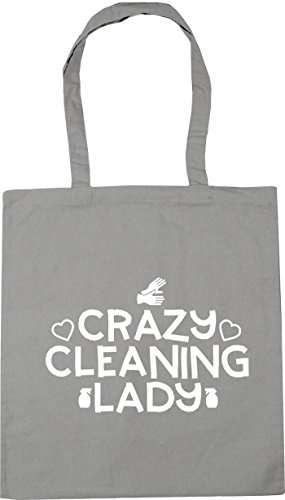 Hippowarehouse Crazy cleaning lady Tote Shopping Gym Beach Bag 42cm x38cm, 10 litres
