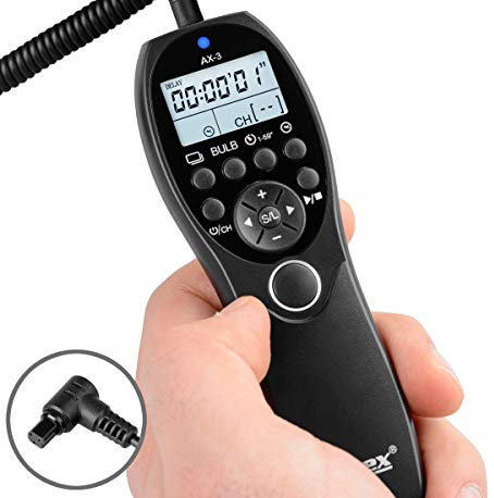 ayex Timer Remote Control AX-3, Compatible with Canon (N3) e.g. EOS R5 7D 7DII 6D 6D Mark II 50D 5DII 5DIII 5D Low/High-Speed Continuous Shooting, Long Exposure (Bulb), and Timed Shooting
