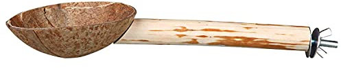 TRIXIE Vogel-Sitzstange mit Futternapf - Schraubbefestigung - Kokosnuss und Holz - 25 cm/ø 18 mm - 58747