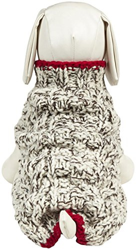 Chilly Dog Hundepullover, Hellbeige mit rotem Rand, Größe XL