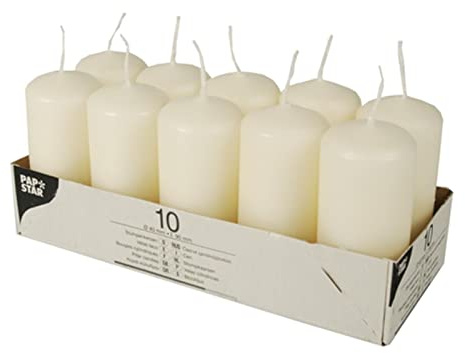PAPSTAR GmbH 10 Stumpenkerzen Ø 40 mm 90 mm Creme