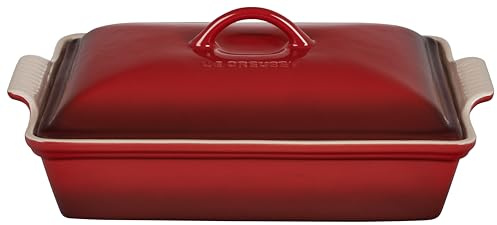 Le Creuset Stoneware Heritage Covered Rectangular Casserole, 4 qt. (12 x 9), Cerise