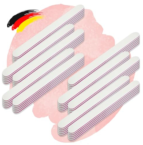 Profi Feilen 100/180 Weiß Gerade Set - Nageldesign Nagelfeile für Nagel Modellage - 50er Pack