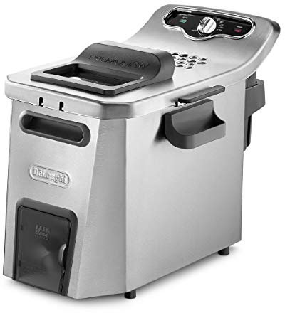 De’Longhi PremiumFry F44532.CZ Kaltzonen Fritteuse, 1,5 kg Fassungsvermögen, Easy Clean System, Kaltzonen Heizelement, Edelstahl, 3200 Watt, Silber