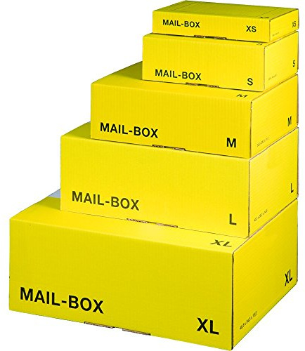 karton-billiger Mail-Box Versandschachtel, XS, S, M, L, XL in 3 Farben, 20Stück (XS - 244x145x43mm, gelb)