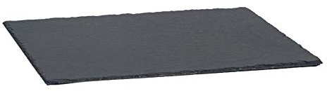 Argon Tableware Slate Serving Platter - Rectangle - 40 x 30cm - Black Natural Slate Rustic Raw Cut Serving Platter Fruit Savoury Placemat Cheese Board with Soft Padded Feet