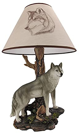 Zeckos `Denizen of Twilight` Gray Wolf Table Lamp