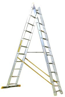Trade Master Pro® 2-teilige Kombinationsleiter | All-in-One-Leiter, Doppelstufenleiter | Aluminium | rutschfeste Stabilisierungsstange | Tragkraft: 150 kg | EN131 Pro-Zertifiziert | Größe: 2 x 13