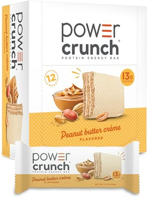 Power Crunch Protein Wafer Bars, High Protein Snacks with Delicious Taste, Peanut Butter Crème, 1.4 Ounce (12 Count)