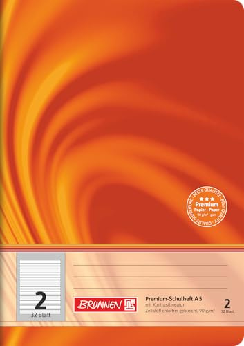 Brunnen 104550202 Premium-Schulheft DIN A5, 32 Blatt, Doppelheft