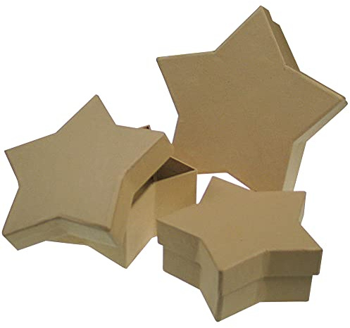 Meyco Stern Pappschachtel Deckeldose Dosen 3er Set - Stern - 15x15x5 cm / 13x13x5 cm / 11x11x5 cm - Geburtstag - Giftbox