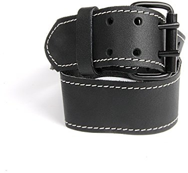kwb 9088-40 Leder Gürtel aus robustem Rinds-Leder, Doppelsteg-schnalle, mit weißer Naht, für Werkzeug Taschen, Schwarz, 135