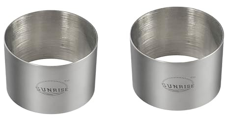 (Pack of 2) Round Food Ring, Stainless Steel (3.5 D x 2H)