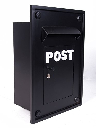 Modern Kensington Built in Wall Post / Letter box - Locking Front Door and Takes A4 Enveoples - Black Finish