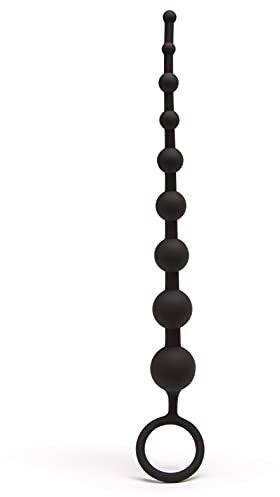 Lovehoney Classic Black Silicone Anal Beads with Finger Loop - Beginner Friendly - 10 inch