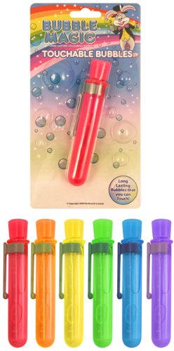 Pack of 6 Childrens Touchable Wand Bubbles Favours Kids Party Bag Fillers Toys