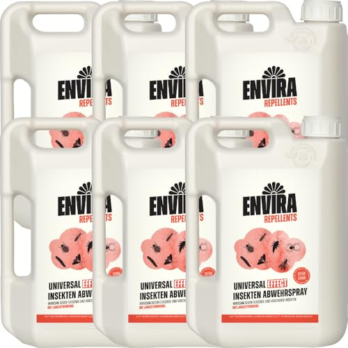 Envira Universal Effect Insekten Abwehrspray 6 x 2 Liter - Extra starkes Spray mit Langzeitwirkung gegen Trauermücken, Silberfische, Lebensmittelmotten & weiteres Ungeziefer - Mittel gegen Insekten