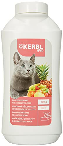 Kerbl Pet Deo-Konzentrat für Katzentoiletten, Geruchsneutralisierer, 700g, Duft Tropical, Pulverkonzentrat, Katzenstreudeo, ca. 30 Anwendungen
