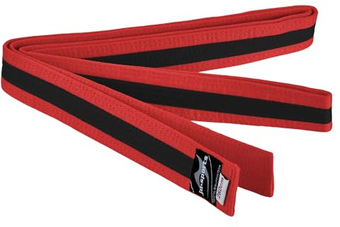 Ju-Sports Budogürtel - rot/schwarz/rot, Baumwolle I Kampfsport Gürtel Für Budo-Sportarten, Judo, Karate uvm. I Ca. 4 cm breiter Martial Arts Gürtel I 350 cm