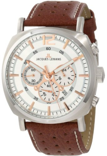 Jacques Lemans Herren-Armbanduhr Lugano Analog Quarz Leder 1-1645D