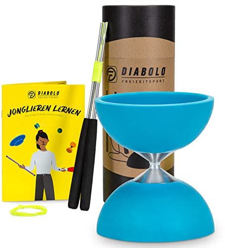 Diabolo Freizeitsport Jonglier-Set Basic (türkis) - Diabolo mit Aluminium-Handsticks, Ersatzschnur, Anleitung. Perfekt für Kinder, Einsteiger & Anfänger