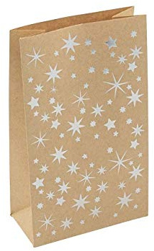 24 XL Geschenktüten zum Befüllen 'Vintage' Kraftpapier braun mit Sternen Adventskalender Tüten Geschenktasche DIY Weihnachten