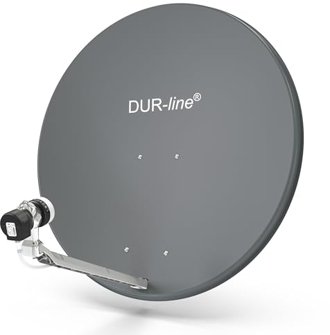 DUR-line 1 Teilnehmer Set - Qualitäts-Alu-Satelliten-Komplettanlage - Select 85cm/90cm Spiegel/Schüssel Anthrazit + Single LNB - für 1 Receiver/TV [Neuste Technik, DVB-S2, 4K, 3D]