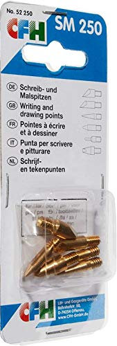 CFH Schreib- und Malspitzen 6er Set für Brandmalerei auf Holz, Leder und Kork in unterschiedlichen Strichstärken