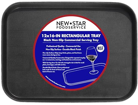 New Star 24975 NSF Kunststoff, rechteckig, Gummi gefüttert Rutschfestes Tablett, 12 von 40,6 cm, Schwarz
