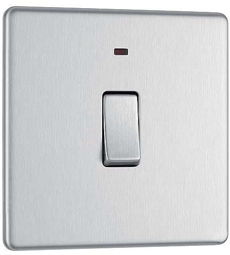 BG Electrical Screwless Flat Plate Single Light Switch with Power Indicator
