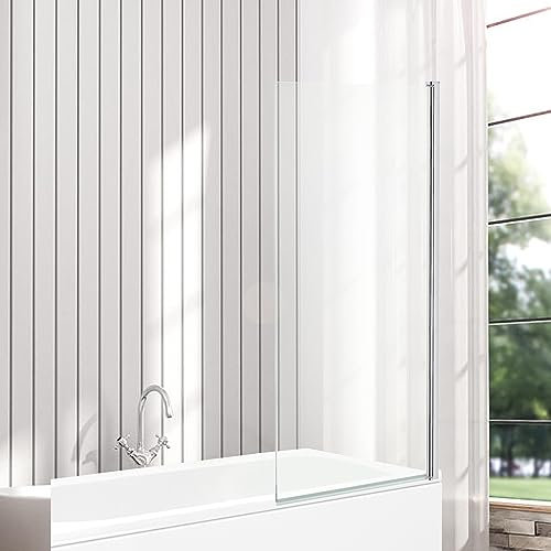 VeeBath NCEU020 Pannello di Sicurezza per Vasca da Bagno in Vetro temperato con Bordo Quadrato da 6 mm, 1400 x 800 mm, Finitura cromata