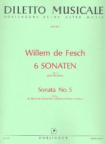 Sonate B-Dur opus.6,5: für Blockflöte (fl, vl) und Bc