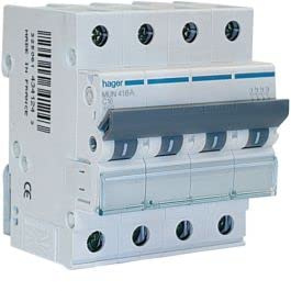 Interruptor automático magnetotérmico serie MU, 3P+N, 16A, curva C, 6KA