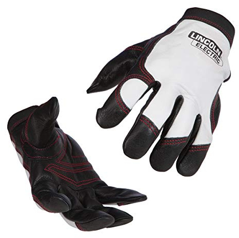 Lincoln Electric Full Grain Leather Welding / Work Gloves | Padded Palm| Large | K2977-L,White/Black