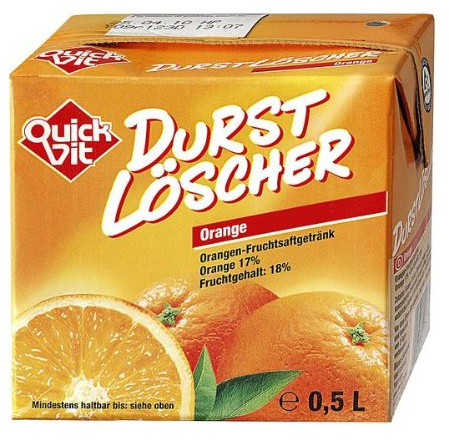 24 Packungen a 500ml Durstlöscher Quickfit Orange mit Strohhalm Fruchtsaftgetränk Box