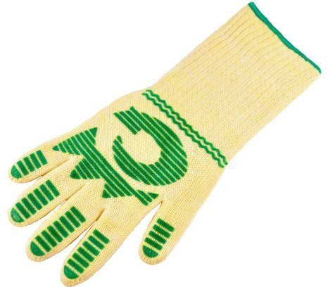G & F 1683 Large 13-Inch X-Long DuPont Nomex and Kevlar Heat Resistant/Cuff Oven/BBQ Gloves - Green