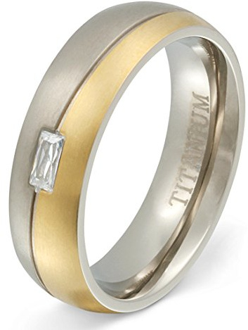 Juwelier Schönschmied - Damen Titanringe Verlobungsring Trauring Lissabon Titan Zirkonia inkl. persönliche Wunschgravur NrT14D
