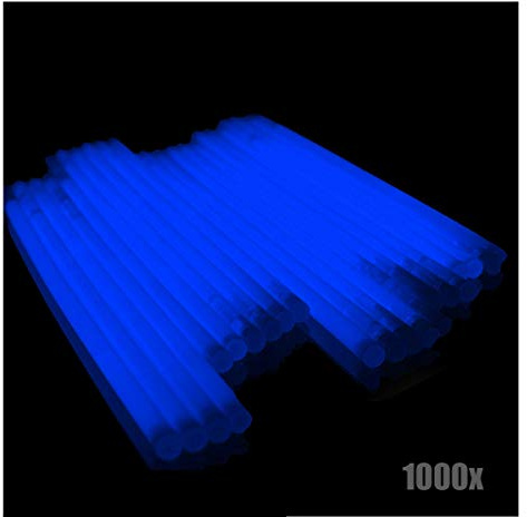 KNIXS 1000x Arm-Knicklichter - Blau leuchtend inkl. 1000x 3D-Verbinder und je 20x Kreisverbinder und 7-Lochverbinder, Glowstick/Leuchtstab - für Dekoration, Beleuchtung, Markierung