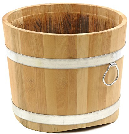 Dehner Holzkübel, Ø 40 cm, Höhe 41 cm, Robinie, natur, Braun