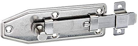 Alberts 113278 Fensterriegel | gerade, mit befestigter Schlaufe | Edelstahl | Platte 100 x 35 mm