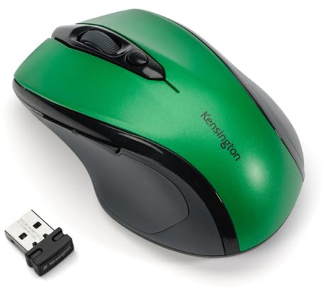 Kensington ProFit Kabellose Maus, Mittlelgroß, Optische 5-Tasten Funkmaus mit ergonomischer Form für Rechtshänder und Plug & Play Betrieb - Kompatibel mit Windows & MacOS, Grün, K72424WW