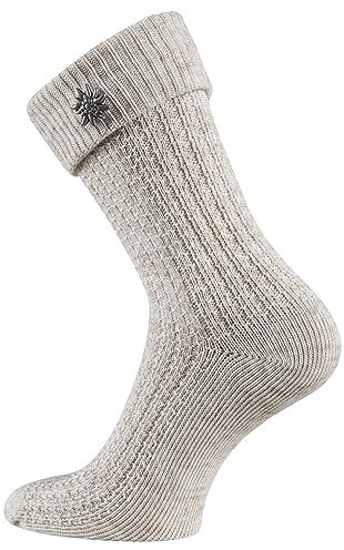 TippTexx 24 2 Paar Trachtensocken mit abnehmbaren Edelweiß Pin und ANTI-LOCH-Garantie(as3, numeric, numeric_43, numeric_46, regular, regular)