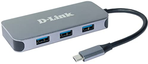 D-Link DUB-2335 6-in-1 USB-C Hub mit Power Delivery (PD 60W, 4K HDMI, Gigabit Ethernet, 3 x USB 3.0 Ports, für PC, MacBook Pro, MacBook Air, iPad Pro, Chromebook, Surface Pro u.w.)