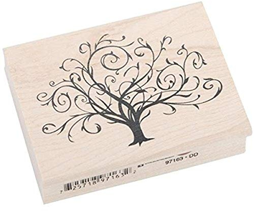 Inkadinkado Flourished Fall Tree Wood Stamp for Arts and Crafts, 2.25'' W x 3.05'' L