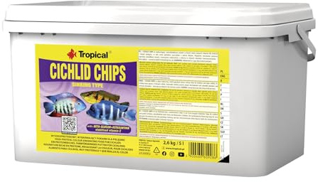 Tropical Cichlid Chips 5L / 2.6kg - Alimento para cíclidos, Muy proteínico y Que realza el Color