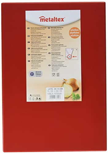 Metaltex-Tabla Profesional de Cocina Corte, Polietileno, color Rojo, 33 x 23 x 2 cm